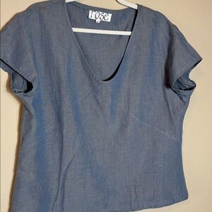 Linen Boxy Top, Chambray Color SizeXL